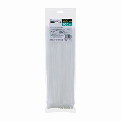 朝日電器（ELPA）　結束バンド 300mm・100本入　ホワイト　【品番：KBF-S300100（WH）】