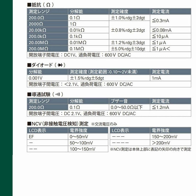 朝日電器（ELPA）　デジタルマルチテスター　【品番：KU-1120】