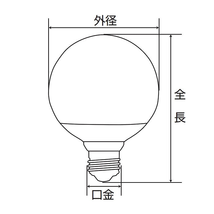 朝日電器（ELPA）　G95ボール電球形LED電球 60W形 E26　電球色　【品番：LDG7L-G-G2104】