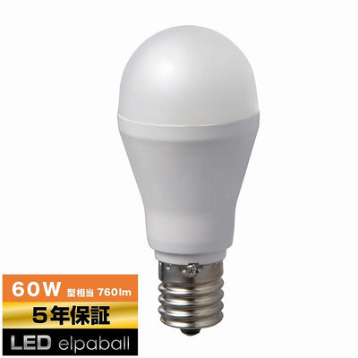 朝日電器（ELPA）　ミニクリプトン電球形LED電球 60W形 E17 2個入　電球色　【品番：LDA7L-G-E17-G4106-2P】