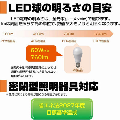 朝日電器（ELPA）　ミニクリプトン電球形LED電球 60W形 E17 2個入　電球色　【品番：LDA7L-G-E17-G4106-2P】