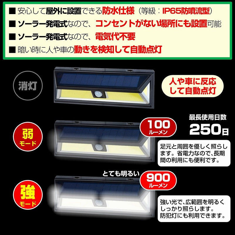 朝日電器（ELPA）　防雨センサーウォールライト（ソーラー発電式）　【品番：ESL-K412SL】