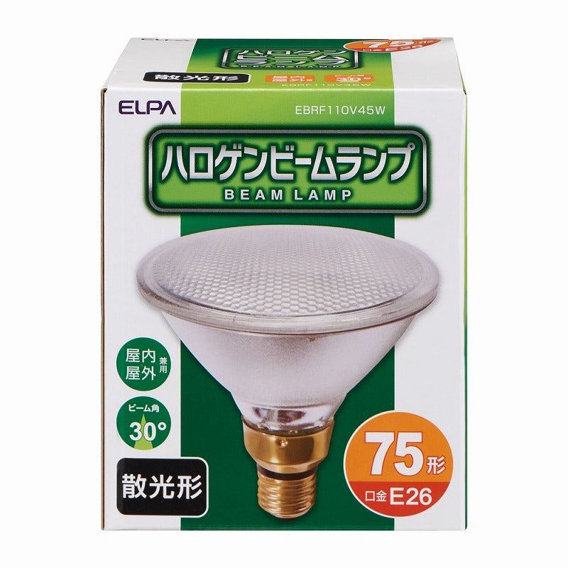 朝日電器（ELPA）　ハロゲンビームランプ 散光形 75W形 E26　【品番：EBRF110V45W】