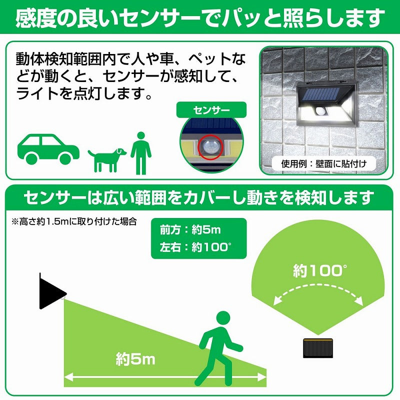 朝日電器（ELPA）　防雨センサーウォールライト（ソーラー発電式）　【品番：ESL-K102SL】