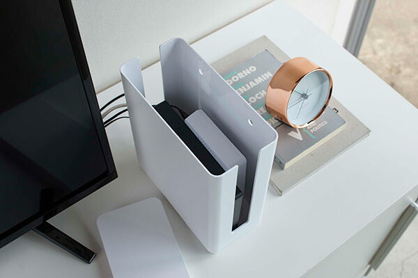 山崎実業 重ねられるスリム蓋付きルーター収納ケース スマート ホワイト 4903208049139 【品番：04913】●