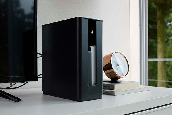 山崎実業 重ねられるスリム蓋付きルーター収納ケース スマート ブラック 4903208049146 【品番：04914】●