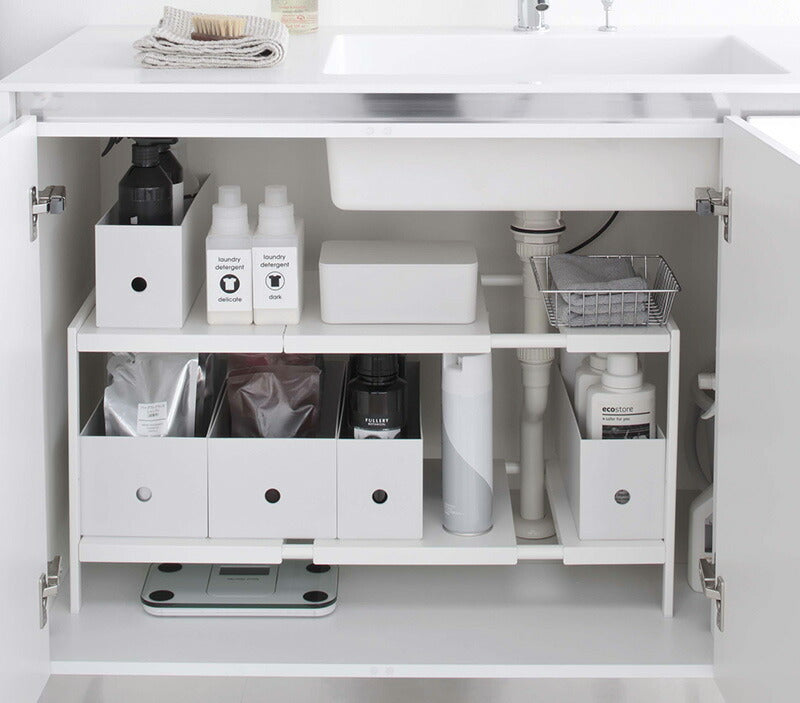 山崎実業 伸縮シンク下ラック 2段 タワー D40 ホワイト 4903208049504 【品番：04950】●