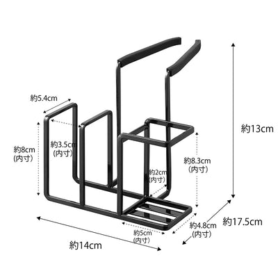 山崎実業 蛇口にかけるスポンジ&ブラシホルダー タワー ブラック 4903208050814 【品番：05081】
