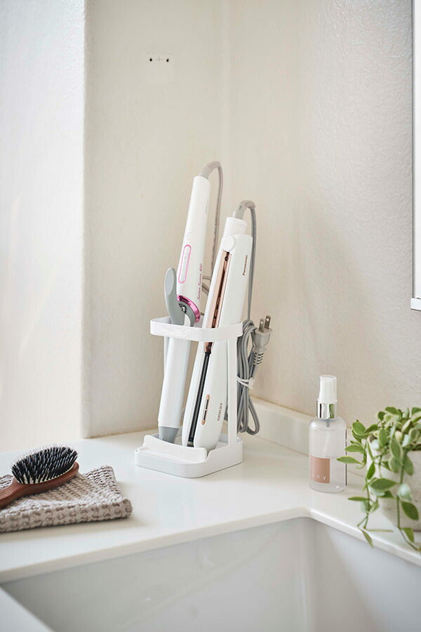 山崎実業 耐熱トレー付き ヘアーアイロンスタンド タワー ホワイト 4903208050623 【品番：05062】●