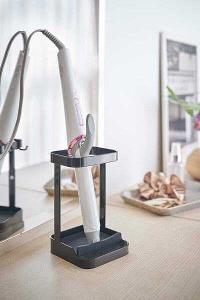 山崎実業 耐熱トレー付き ヘアーアイロンスタンド タワー ブラック 4903208050630 【品番：05063】