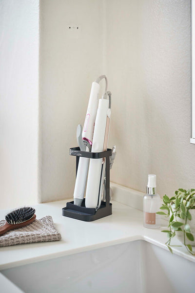 山崎実業 耐熱トレー付き ヘアーアイロンスタンド タワー ブラック 4903208050630 【品番：05063】