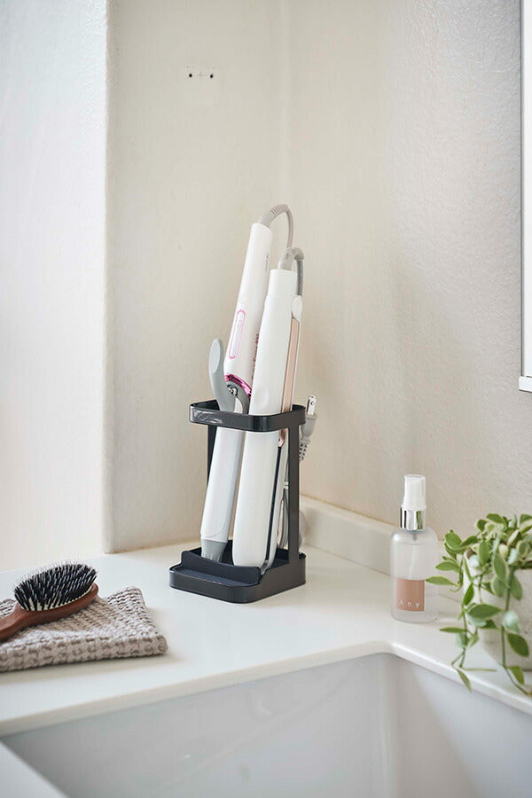 山崎実業 耐熱トレー付き ヘアーアイロンスタンド タワー ブラック 4903208050630 【品番：05063】