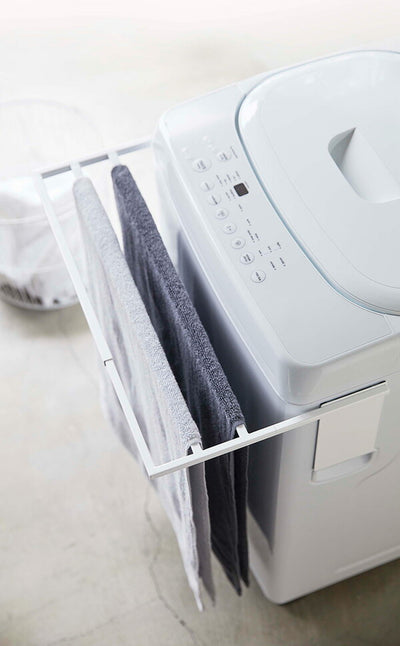 山崎実業 マグネット伸縮洗濯機バスタオルハンガー タワー ホワイト 4903208048736 【品番：04873】●