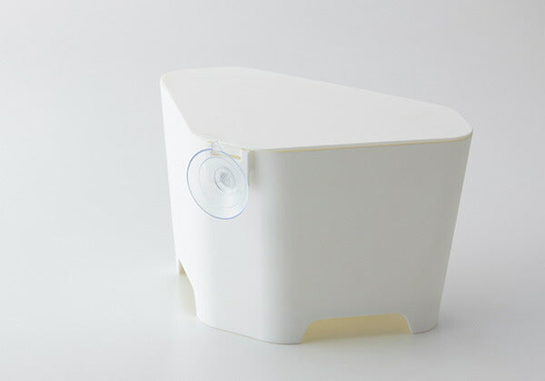 山崎実業 浮かせる フタ付き三角コーナー アクア ホワイト 4903208032360 【品番：03236】●