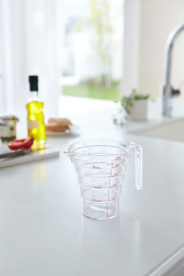 山崎実業 電子レンジ対応 段々計量カップ 500ML クリア 4903208027007 【品番：02700】