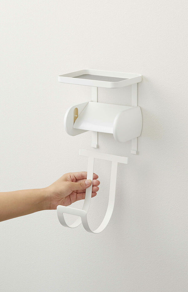 山崎実業 トイレットペーパーホルダー上ラック 2段 プレート ホワイト 4903208044363 【品番：04436】