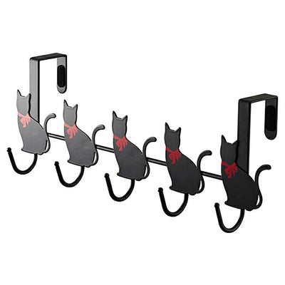 山崎実業 ドアハンガー猫 5連 横型 ブラック 4903208079358 【品番：07935】