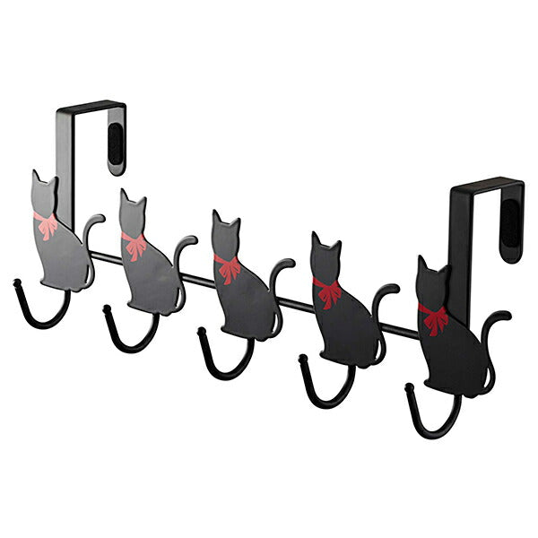 山崎実業 ドアハンガー猫 5連 横型 ブラック 4903208079358 【品番：07935】