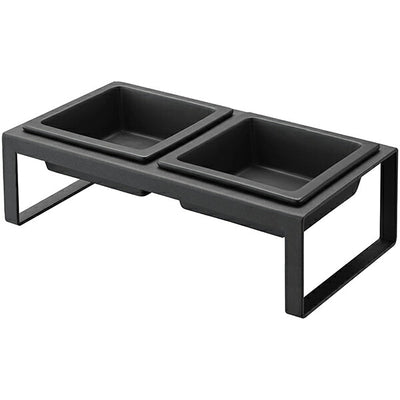 山崎実業 ペットフードボウルスタンドセット タワー トール ブラック 4903208047456 【品番：04745】