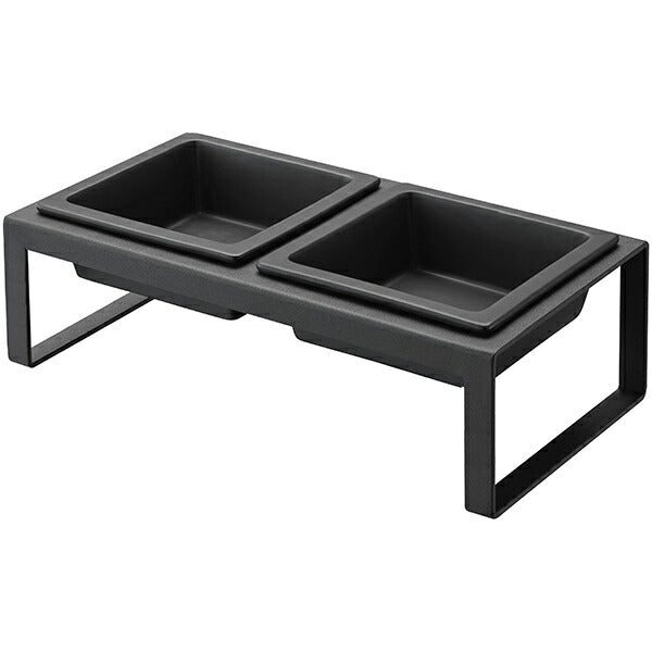 山崎実業 ペットフードボウルスタンドセット タワー トール ブラック 4903208047456 【品番：04745】