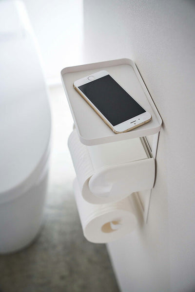 山崎実業 トイレットペーパーホルダー上ラック 2段 タワー ホワイト 4903208043946 【品番：04394】