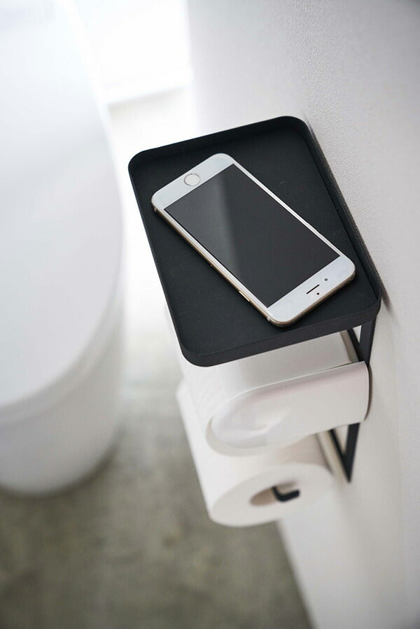 山崎実業 トイレットペーパーホルダー上ラック 2段 タワー ブラック 4903208043953 【品番：04395】