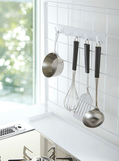 山崎実業 自立式メッシュパネル用 フック5連 タワー ホワイト 4903208041836 【品番：04183】