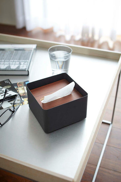 山崎実業 蓋付きティッシュケース リン S ブラウン 4903208077316 【品番：07731】