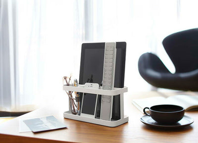 山崎実業 タブレット&リモコンラック タワー ホワイト 4903208073035 【品番：07303】