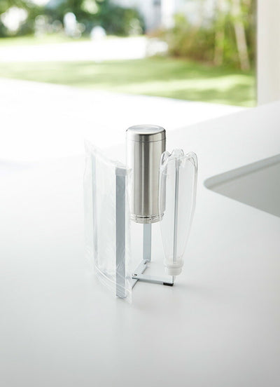【メール便対応】山崎実業 ポリ袋エコホルダー タワー L ホワイト 4903208031806 【品番：03180】