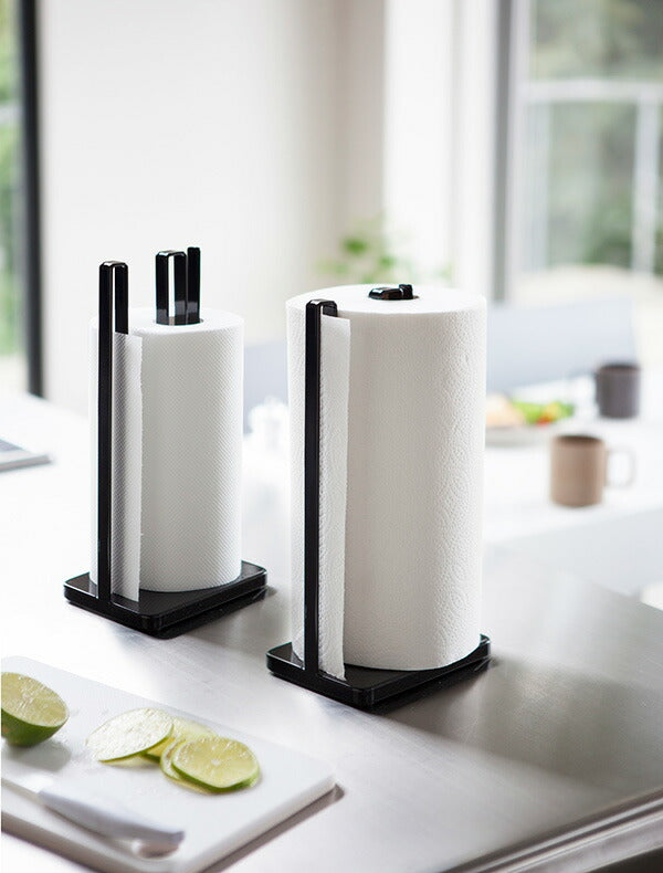 山崎実業 片手で切れるキッチンペーパーホルダー タワー ブラック 4903208032629 【品番：03262】●