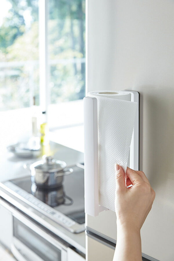 山崎実業 ストッパー付マグネットキッチンペーパーホルダー タワー ホワイト 4903208033985 【品番：03398】