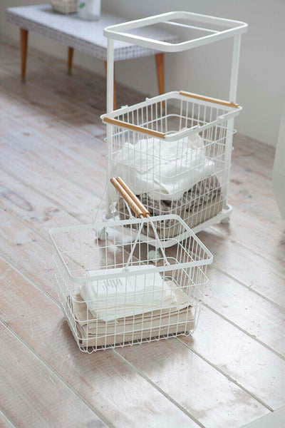 山崎実業 ランドリーワゴン+バスケット トスカ ホワイト 4903208033008 【品番：03300】●