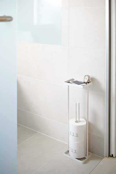山崎実業 トレイ付きトイレットペーパースタンド タワー ホワイト 4903208077392 【品番：07739】