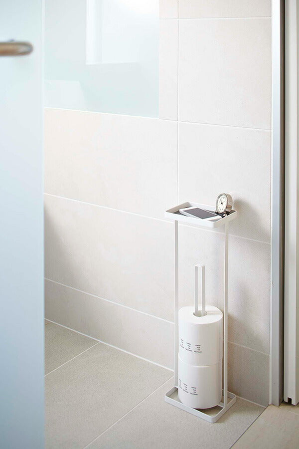 山崎実業 トレイ付きトイレットペーパースタンド タワー ホワイト 4903208077392 【品番：07739】