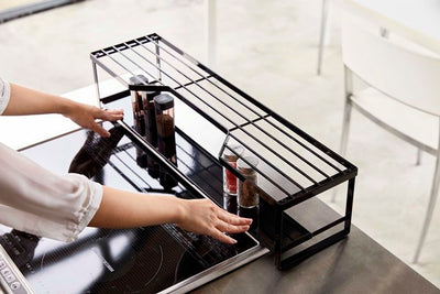 山崎実業　コンロ奥ラック 排気口カバー付  タワー 60cmコンロ用　ブラック　【品番：05269】