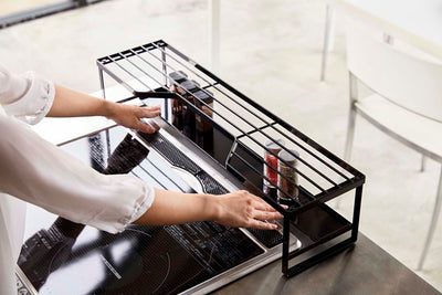 山崎実業　コンロ奥ラック 排気口カバー付  タワー 60cmコンロ用　ブラック　【品番：05269】