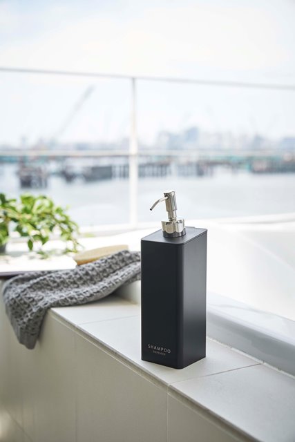 山崎実業　フィルムフックツーウェイディスペンサー タワー シャンプー　ブラック　【品番：05361】
