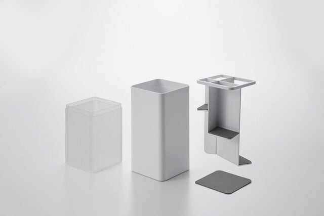 山崎実業　蓋付きカトラリースタンド タワー　ホワイト　【品番：05372】