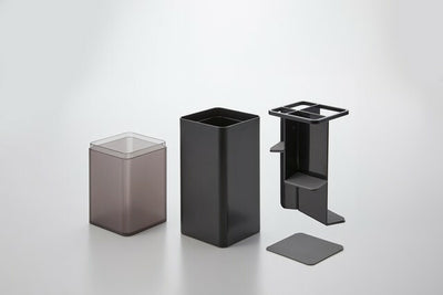 山崎実業　蓋付きカトラリースタンド タワー　ブラック　【品番：05373】