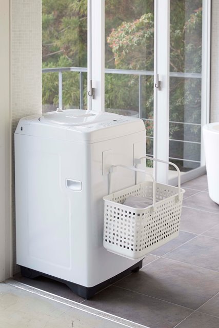 山崎実業　マグネットランドリーバスケットホルダー タワー 2個組　ホワイト　【品番：05419】