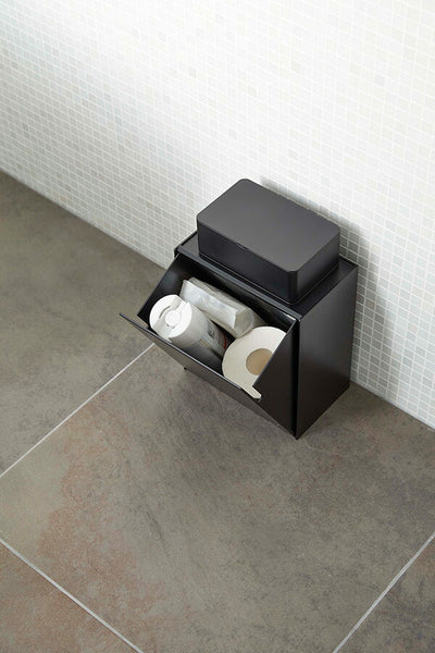 山崎実業 ウォールトイレポット&収納ケース タワー ブラック 4903208054300 【品番：05430】●