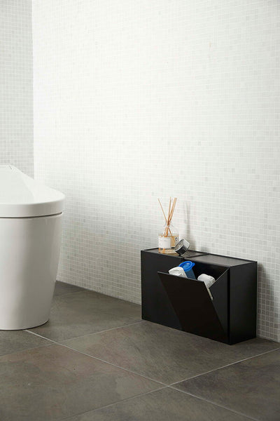 山崎実業 ウォールトイレポット&収納ケース タワー ブラック 4903208054300 【品番：05430】●