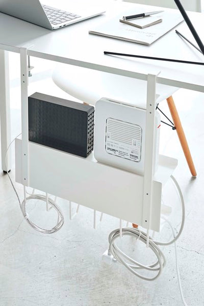 山崎実業　デスク下 ケーブル&ルーター収納ラック スマート　ホワイト　【品番：05461】