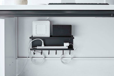 山崎実業　マグネット ケーブル&ルーター収納ラック スマート　ブラック　【品番：05464】