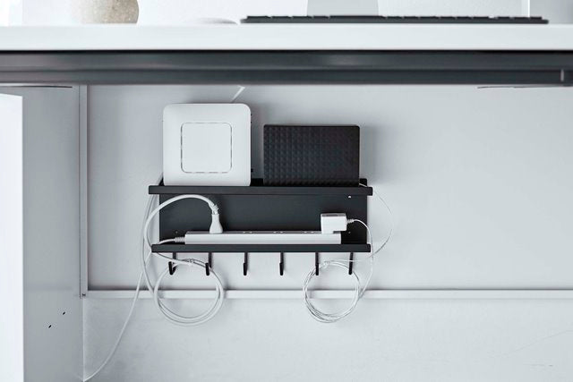 山崎実業　マグネット ケーブル&ルーター収納ラック スマート　ブラック　【品番：05464】