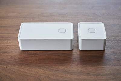山崎実業　バルブ付き密閉ランチボックス タワー ワイド　ホワイト　【品番：05471】