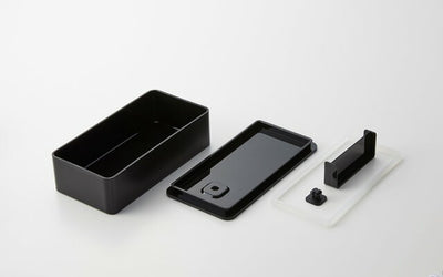 山崎実業　バルブ付き密閉ランチボックス タワー ワイド　ブラック　【品番：05472】
