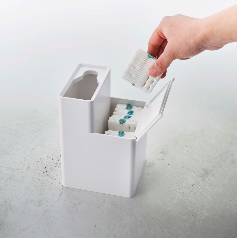 山崎実業 替えブラシ収納付き流せるトイレブラシスタンド タワー ホワイト 4903208057226 【品番：05722】