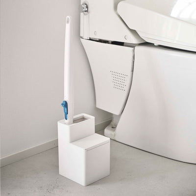 山崎実業 替えブラシ収納付き流せるトイレブラシスタンド タワー ホワイト 4903208057226 【品番：05722】